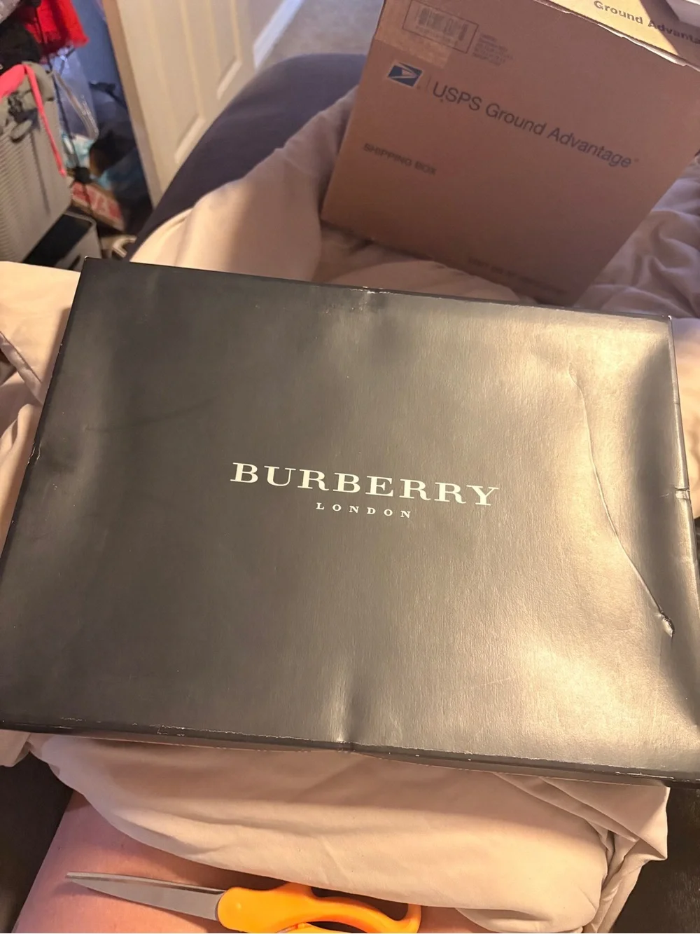 Burberry White Cotton Sheet with Red & Beige Windowpane
